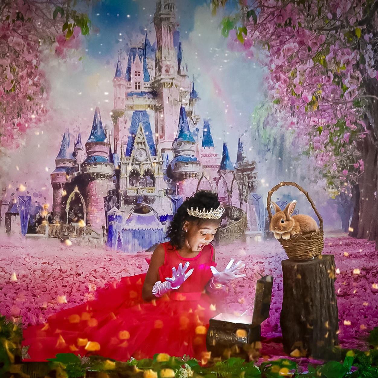 little-girl-red-looking-inside-magic-box-with-bunny-princess-photography-bedazzled
